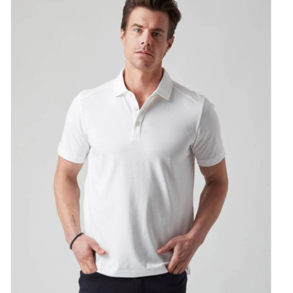 NEW Raffi Men's Ribbed Stripes 100% Aqua Cotton Polo Shirt Sizes M, XXL